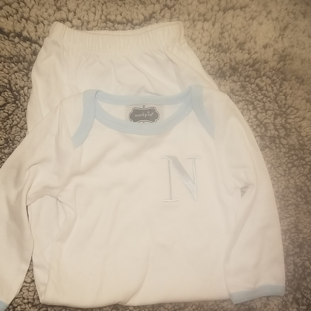 MUD PIE BLUE GOWN 0-3 MONTHS NWOT N INITIAL